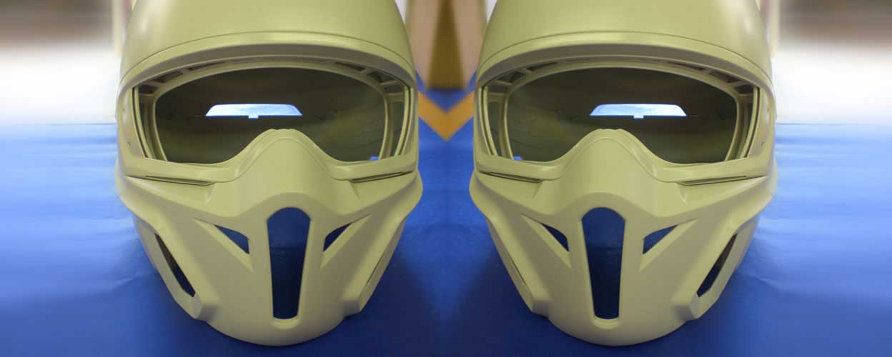 SLS Helmet After Primer Paint Application