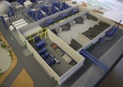 Intricate details of the recycling plant architectural scale model