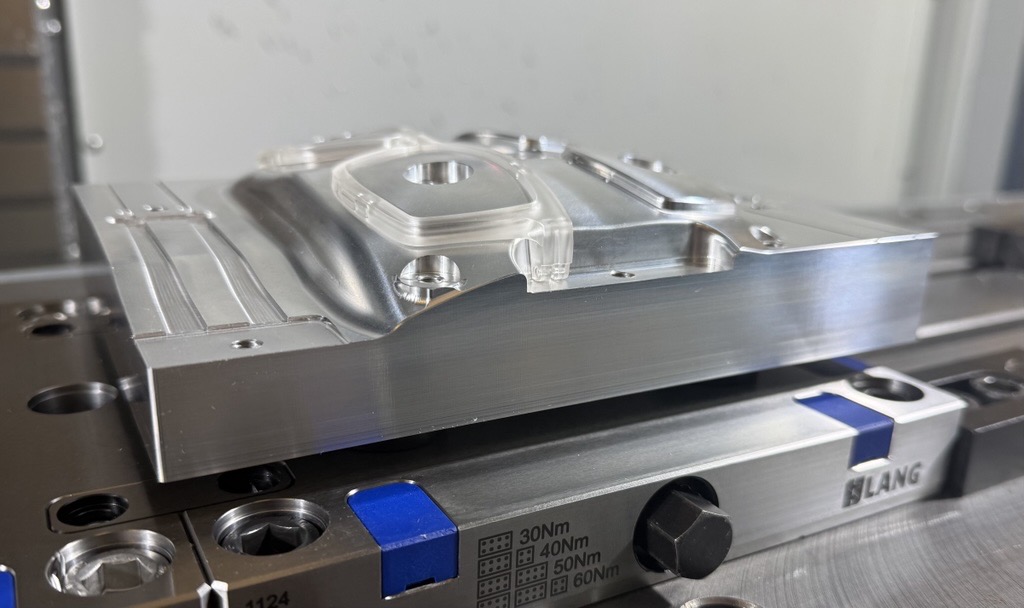 CNC part that has just finished being machined